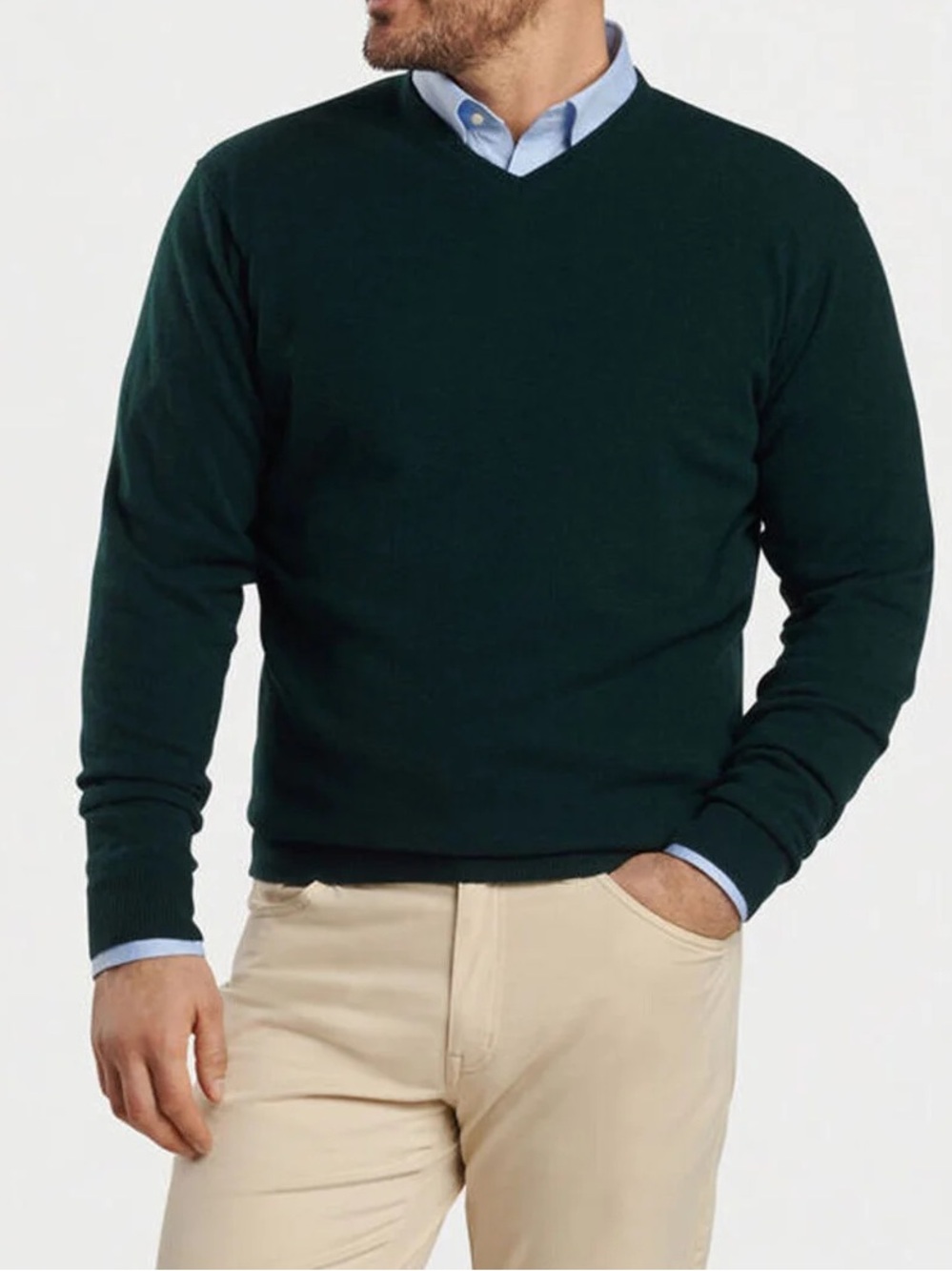 Peter Millar Cashmere Big & Tall Men’s Dark Emerald Green V Neck Sweater Size 3X